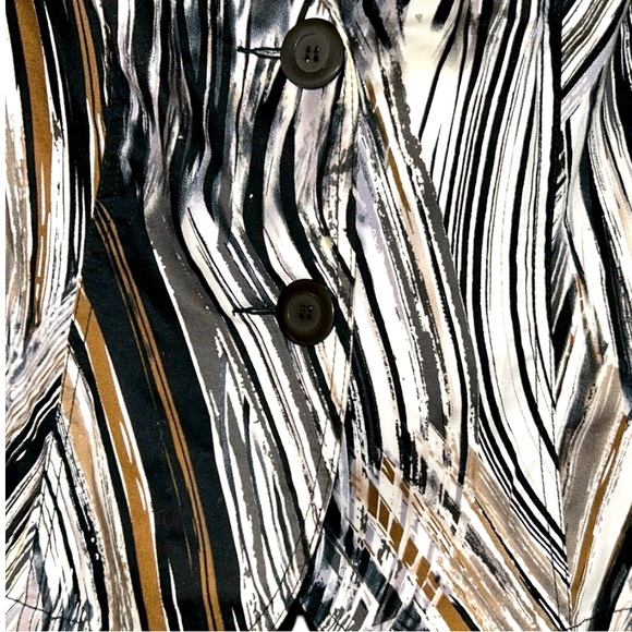 NWOT Tribal Stretch Extensible Abstract Blazer, P2P:18.5”, L:23”,Blk/Wht/Brown - Picture 3 of 6